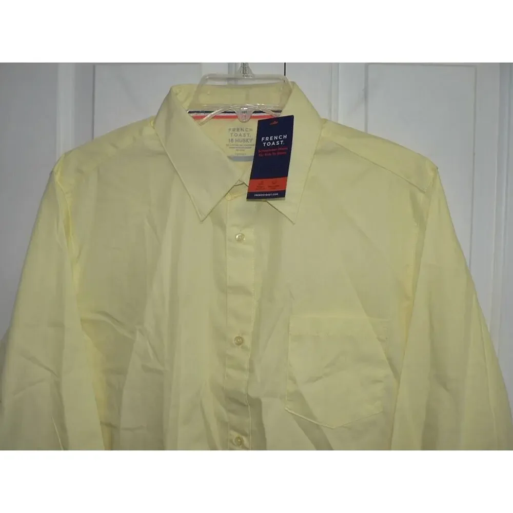 French Toast Boys Wrinkle Resistant Button-Down Dress Shirt Yellow 18H $32‎